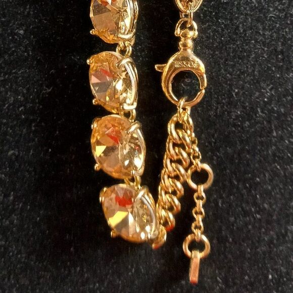 Fossil Gold tone metal/largeGold tone Rhinestone Bracelet - Picture 2 of 8